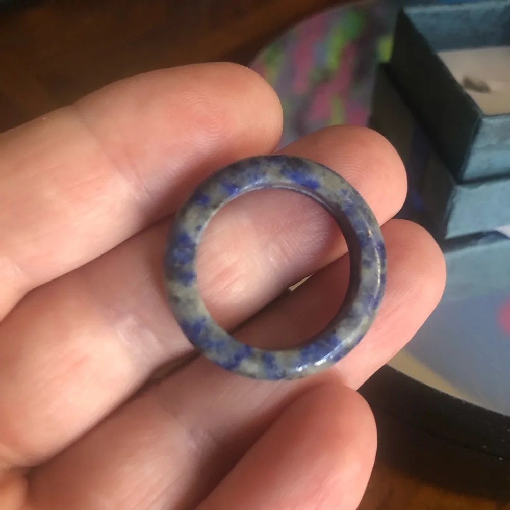 Handcrafted genuine sodalite stone band ring 9.5